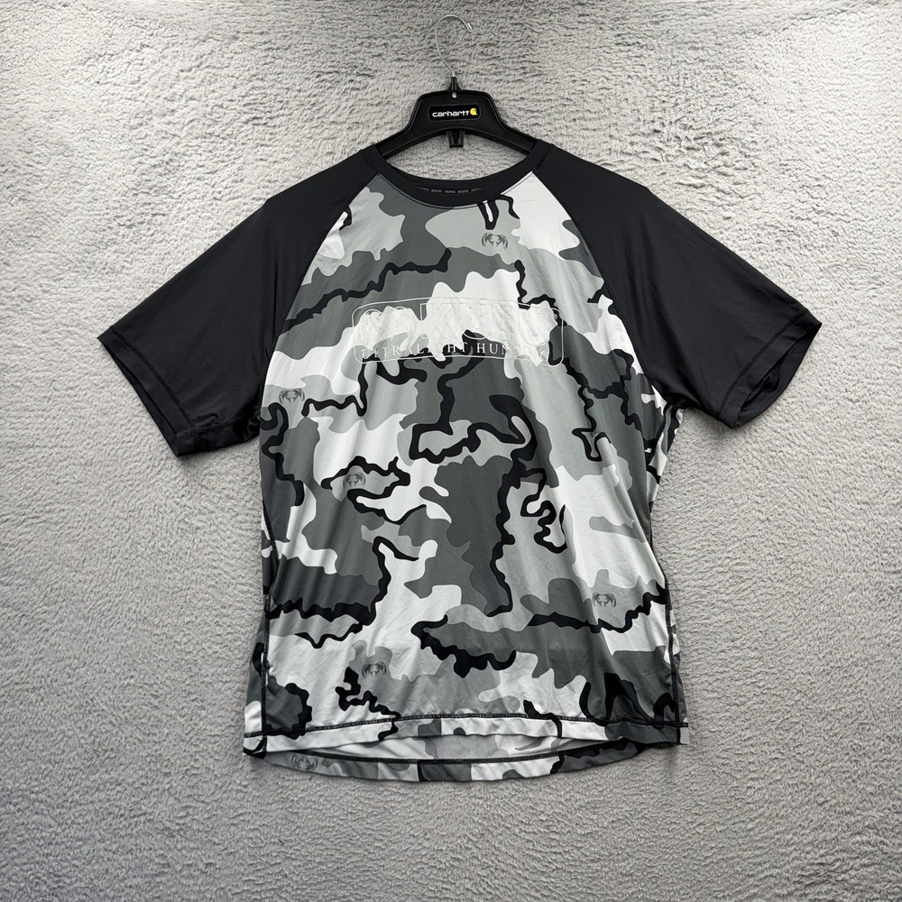 KUIU Shirt Camo Black Coolmax Wicking Short Sleeve base layer Men's Size Large
